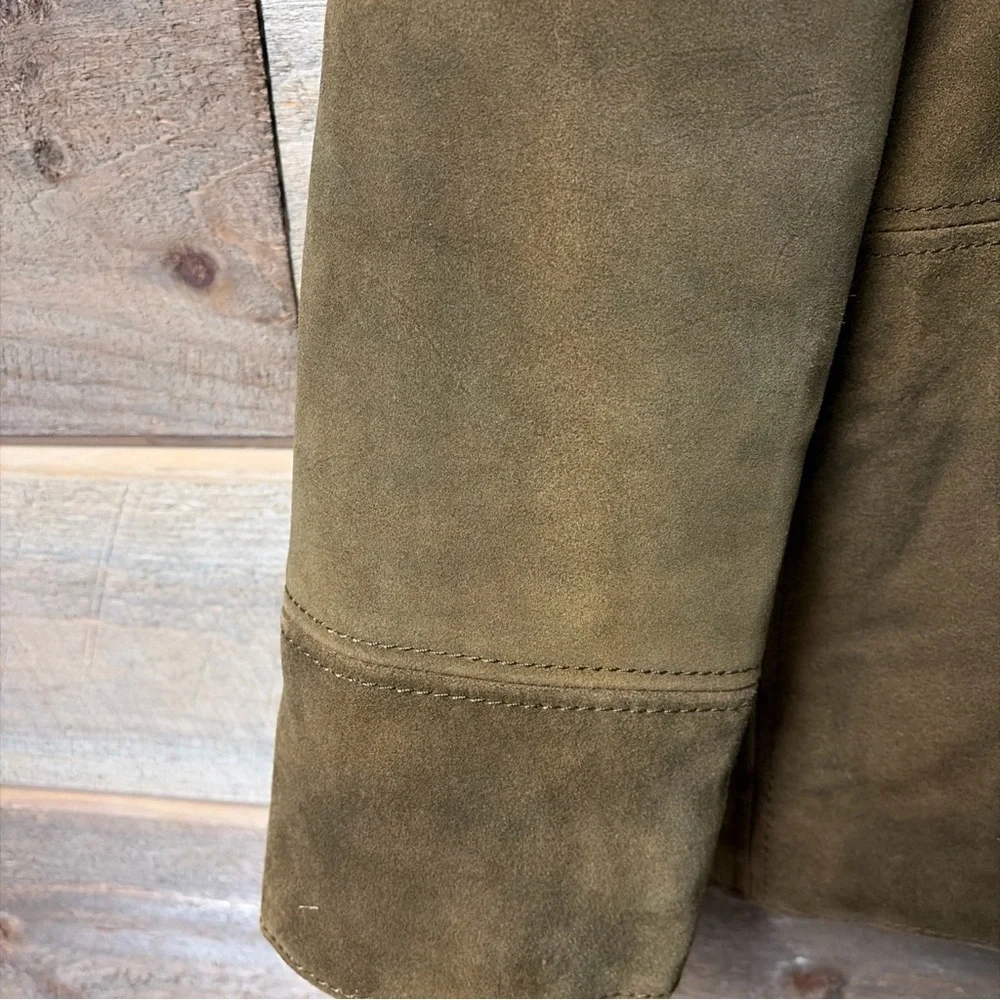 Vintage 2000s J Crew Suede Jacket Mens Size L Brown Brushed Soft Distressed Zip